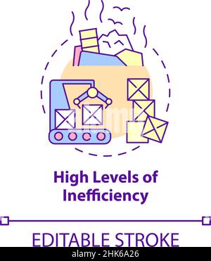 High levels of inefficiency concept icon Stock Vector