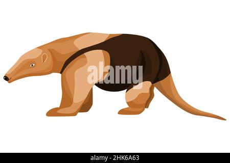 Anteater illustration on isolated white background. Vector illustration animal from South America tamandua northern. Simple design characters wildlife Stock Vector
