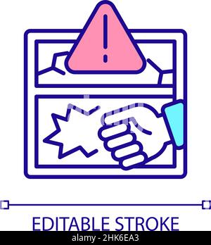 Breaking windows risk RGB color icon Stock Vector