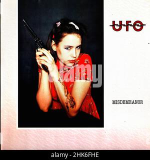 Vintage vinyl record cover -  UFO - Misdemeanor - D - 1985 Stock Photo