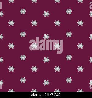 Seamless pattern sanise on dark pink background. Vector repeat template spice in doodle style. Hand drawn elements nature texture for fabric, wrapping Stock Vector