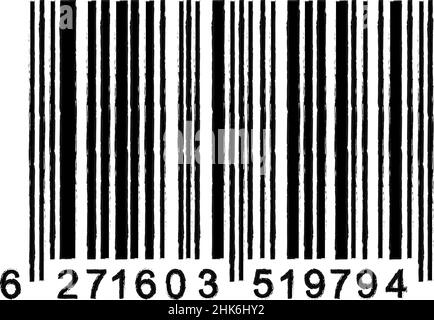 Bar Code isolated on white background. Universal Product Scan Code in doodle style. Vector icon design element hand drawn. Stock Vector