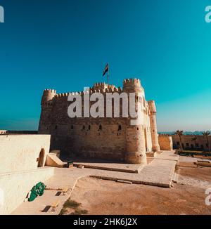 Alexandria citadel in the bay of alexandria, amazingly well kept ancient structure defending the entrance to the huge port Stock Photo