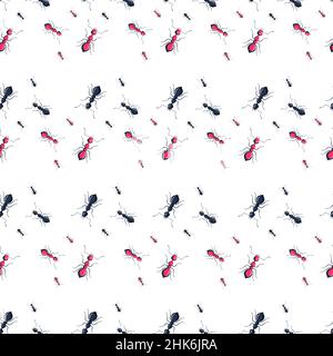 Ants seamless pattern. Insects on colorful background. Vector illustration for textile prints, fabric, banners, backdrops and wallpapers. Stock Vector