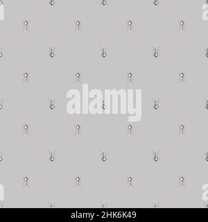 Seamless light pattern with geometric insects in rectangle mosaic ...