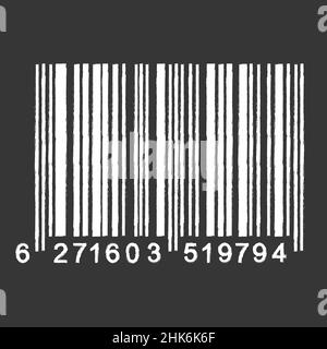 Bar Code isolated on gray background. Universal Product Scan Code in doodle style. Vector icon design element hand drawn. Stock Vector