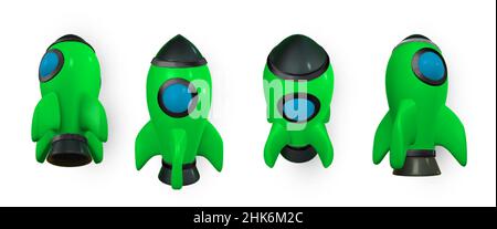 3d rocket spaceship render and draw by mesh. Realistic modern digital rocket. Vector illustration. Stock Vector