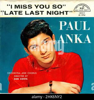 Vintage vinyl record cover - Anka, Paul - I Miss You . US - 1959 Stock Photo
