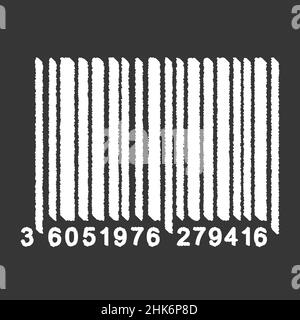 Bar Code isolated on gray background. Universal Product Scan Code in doodle style. Vector icon design element hand drawn. Stock Vector