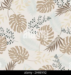 Seamless pattern of tropical leaves. Editable vector. Stock Vector