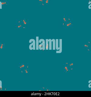 Ants seamless pattern. Insects on colorful background. Vector illustration for textile prints, fabric, banners, backdrops and wallpapers. Stock Vector