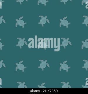 Sea turtles seamless pattern. Cute marine turtle in doodle style. Beautiful animals texture for fabric, wrapping paper, wallpaper, tissue, illustratio Stock Vector