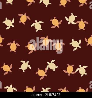 Sea turtles seamless pattern. Cute marine turtle in doodle style. Beautiful animals texture for fabric, wrapping paper, wallpaper, tissue, illustratio Stock Vector