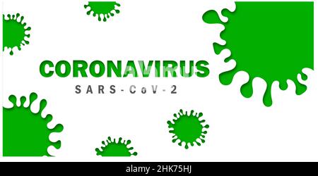 GREEN CONCEPT CORONAVIRUS. SARS-COV. Wuhan coronavirus 2019-nCoV concept.Dangerous chinese nCoV coronavirus, SARS pandemic risk alert. Symptoms. Chine Stock Vector