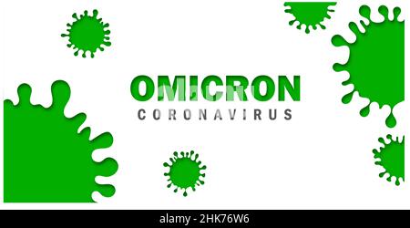 Omicron variant of COVID-19, which New strain of coronavirus. Omicron. Green Vector illustratoin. Stock Vector
