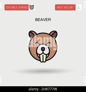 Beaver Simple vector icon. Stock Vector