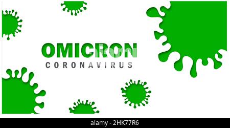 Omicron variant of COVID-19, which New strain of coronavirus. Omicron. Green Vector illustratoin. Stock Vector