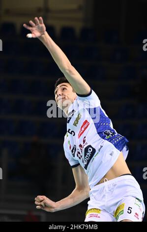 Civitanova Marche, Italy. 02nd Feb, 2022. Daniele Lavia #15 (Itas Trentino)  during Cucine Lube Civitanova vs Itas Trentino, Volleyball Italian Serie A  Men Superleague Championship in Civitanova Marche, Italy, February 02 2022