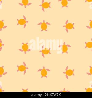 Sea turtles seamless pattern. Cute marine turtle in doodle style. Beautiful animals texture for fabric, wrapping paper, wallpaper, tissue, illustratio Stock Vector