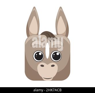 Cute donkey kawaii cartoon vector character. Adorable and funny cool animal  isolated sticker, patch, girlish illustration. Anime baby girl sad mule,  burro emoji on pink background | Stock vector | Colourbox