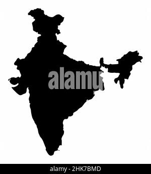 India silhouette map isolated on white background Stock Vector