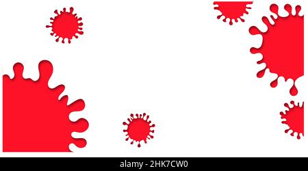 Vector illustration of red virus cells or new variant of Covid-19 with rings wave,empty space,sample text,design template on white background,COVID-19 Stock Vector