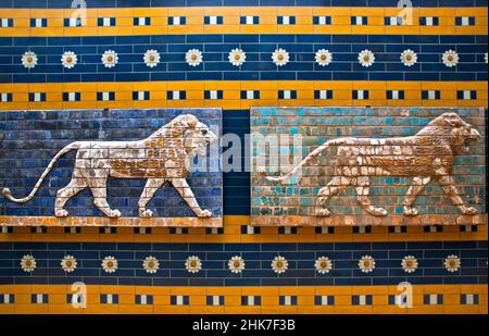 161, Lion relief of the Processional Way in Babylon in the Museum of Ancient Near Eastern Cultures, Istanbul, Turkey Stock Photo