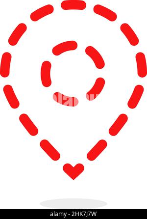 red thin line dotted map pin Stock Vector