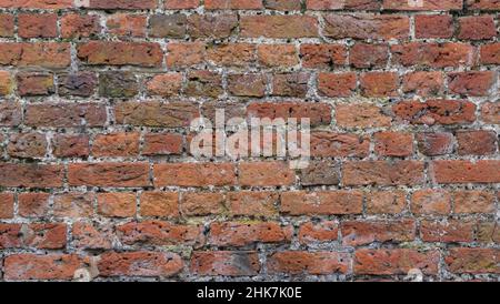 Full frame dark coarse brick wall background with copy space Stock Photo