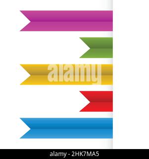 Set of colorful flat ribbons isolated on white background. Ribbon banner vector illustration. Watercolor lace Stock Vector