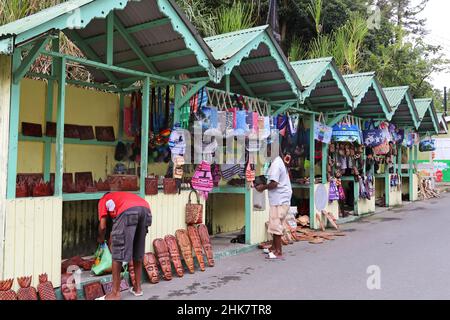 Souvenir shops, Sulphur Springs, Soufrière, Saint Lucia, Windward Islands, Lesser Antilles, West Indies, Caribbean Sea, Central America Stock Photo