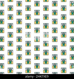 Vector insert credit card, bank ATM, cash dispenser, withdraw money pattern with various icons. Stock Vector