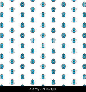 Vector battery, accumulator charging pattern with various icons. Stock Vector