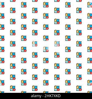 Vector puzzle, simple solutions, compatibility, solving problem pattern with various icons. Stock Vector