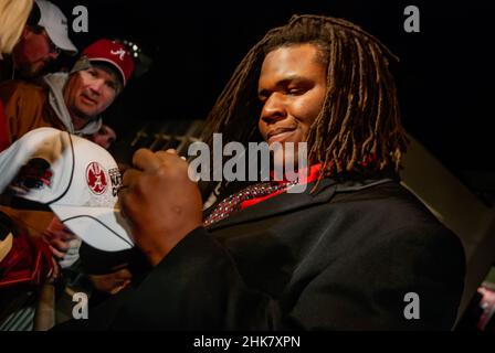 University of Alabama nose tackle Terrence Cody signs an autograph for a fan, Jan. 8, 2010, in Tuscaloosa, Alabama. Stock Photo