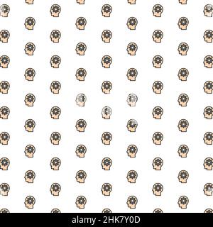 Vector head with gear, brain process, knowledge pattern with various icons. Stock Vector