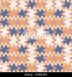 A seamless pattern on a square background is a patchwork mat made of different colored spots. Design element of books, notebooks, postcards, interior items. Wallpapers, textiles, packaging, background for a website, mobile application or blog. abstraction, stylization, geometry, surreal Stock Vector