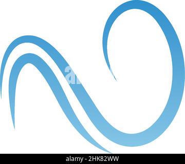 Two simple water wave lines illustration logo icon template Stock Vector