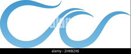 Two simple water wave lines illustration logo icon template Stock Vector