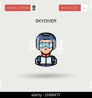 Skydiver Simple vector icon. Stock Vector