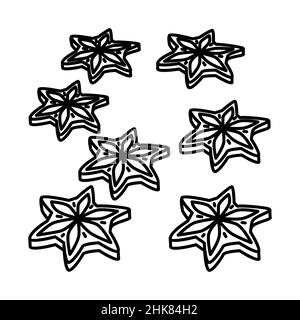 Decorate Sugar Cookies Part of Winter Activities for Family Hand Drawn Icon Set Vector. Stock Vector