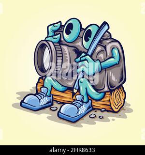Cartoon Camera Photography Illustrator Vector illustrations for your work Logo, mascot merchandise t-shirt, stickers and Label designs, poster Stock Vector