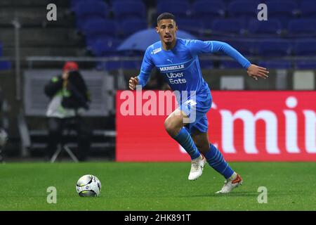 Lyon, France, 1st February 2022. William Saliba of Olympique De Marseille during the Uber Eats Ligue 1 match at the Groupama Stadium, Lyon. Picture credit should read: Jonathan Moscrop / Sportimage Stock Photo