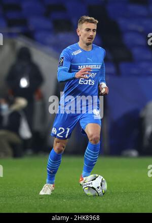 Lyon, France, 1st February 2022. Valentin Rongier of Olympique De Marseille during the Uber Eats Ligue 1 match at the Groupama Stadium, Lyon. Picture credit should read: Jonathan Moscrop / Sportimage Stock Photo