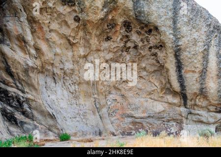 Emigrant signatures along the historic California Trail at City of Rocks National Reserve, Idaho Stock Photo