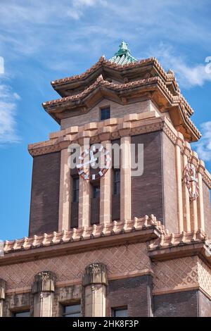 Nagoya City Hall (Nagoya Shiyakusho) designed in the Imperial Crown style, a fusion Japanese and western style and includes the imperial symbol at the Stock Photo