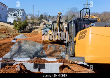 Repair of the old and bridge over a small river in a reconstruction road during the repair Stock Photo