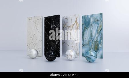 kitchen countertop slab samples, granite and marble countertops for bathroom floor tiles Stock Photo
