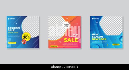 Modern promotion square web banner for social media mobile apps.Elegant sale and discount promo backgrounds for digital marketing Stock Vector