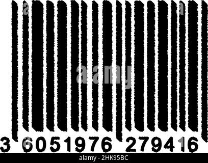 Bar Code isolated on white background. Universal Product Scan Code in doodle style. Vector icon design element hand drawn. Stock Vector